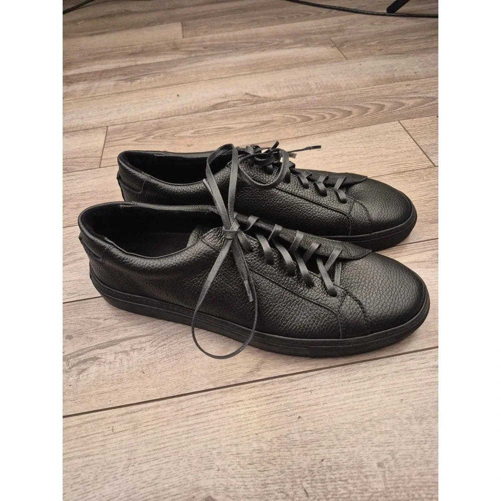 Opie Way James Court Black Tumbled Leather Low Top Sneakers Mens‎ Sz 13 RARE